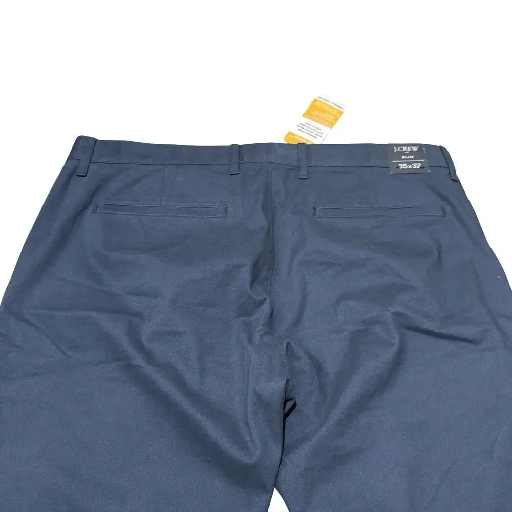 NWT J.CREW Flex TruTemp 365 Men's 35x32 Slim Fit Chino Pants Blue Casual Golf